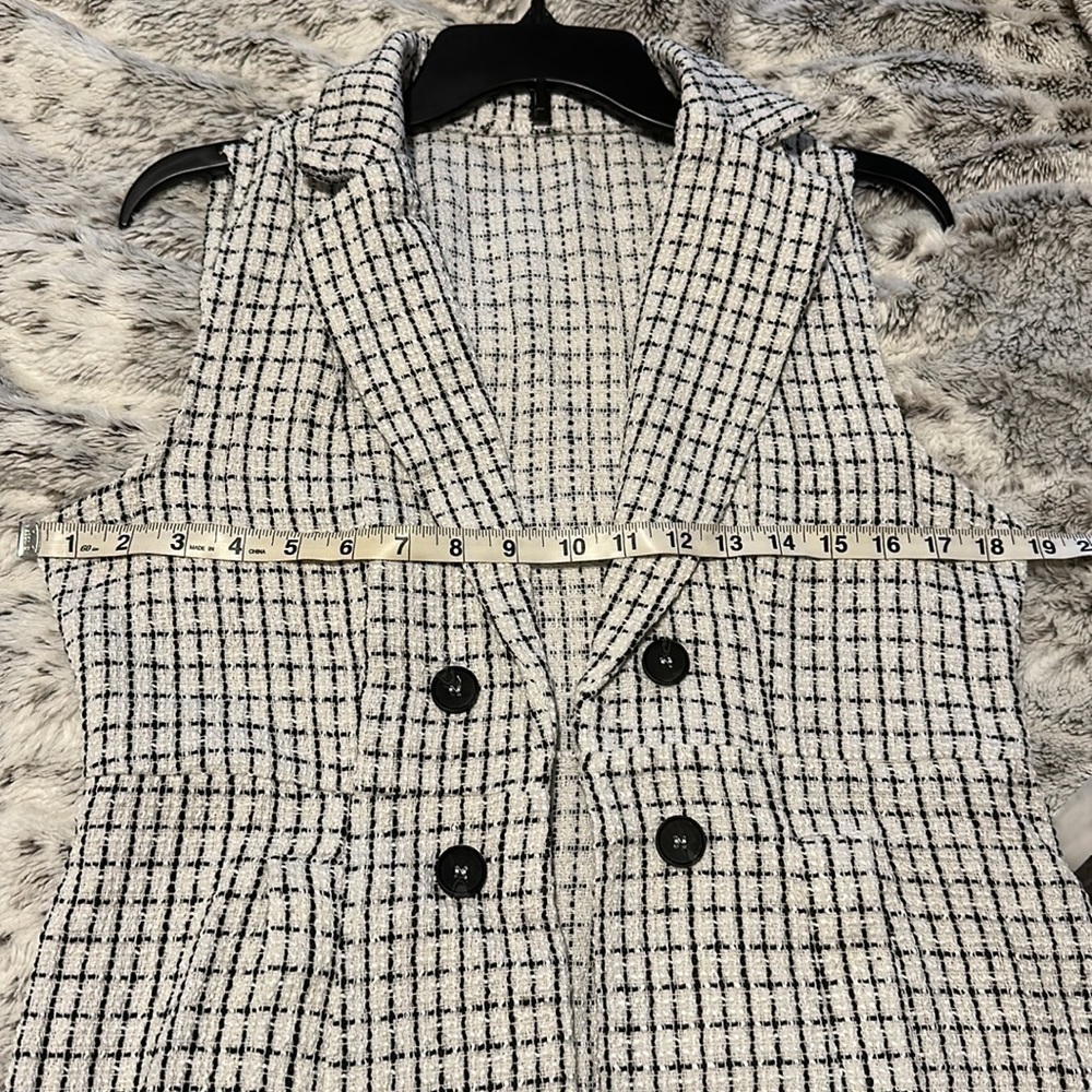 Plaid Open Blazer Vest